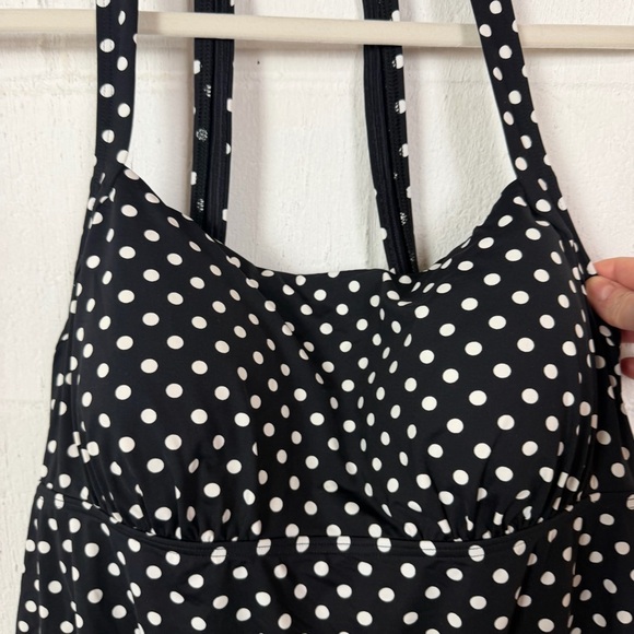 Lands End Tankini Top Halter Neck Black White Polka Dot Beach Vacation Swim 18 - Picture 3 of 14